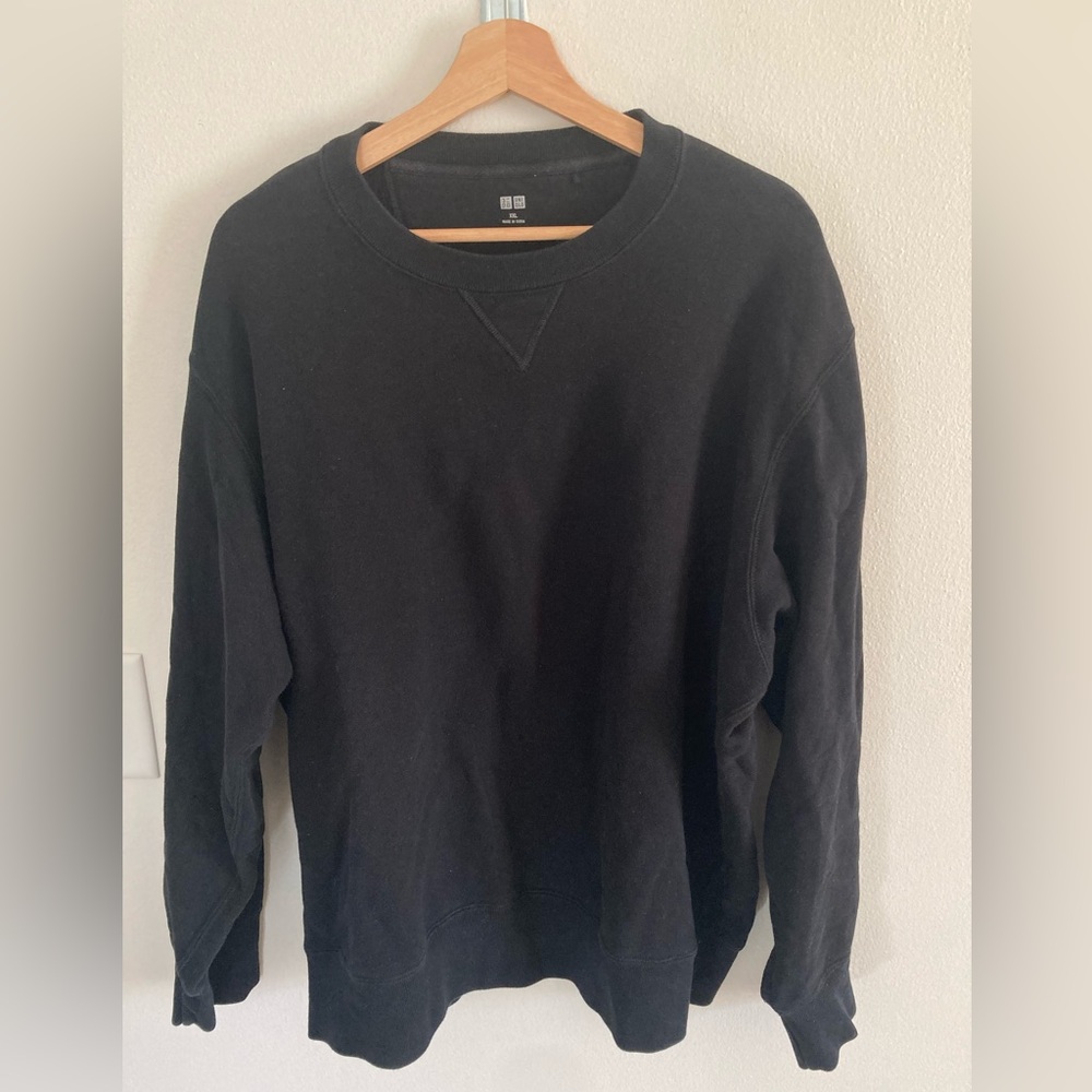 Uniqlo Unisex Crewneck Sweatshirt, Black XXL